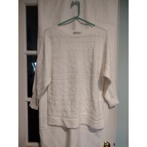 Liz Claiborne Large Dolman Sleeve Cable Knit Sweater Ivory Cotton